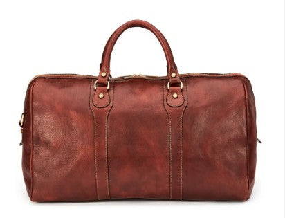 Jabari Large Brown Leather Duffel Bag - Premium Travel Weekender